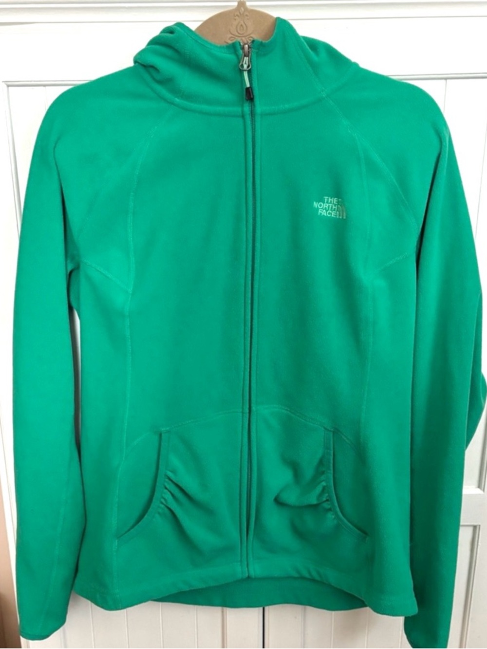 The North Face Teal Fleece Zip Hoodie Women’s Large - Picture 2 of 7